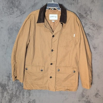 Orvis Jacket Adult Large Brown Tan Farm Barn Style Quilted Lined Button Mens - Image 1 of 4