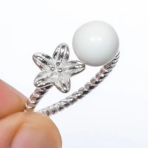 White Coral Gemstone Handmade Antique Design Ring Adjustable (95) - Picture 1 of 3