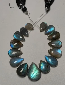 AAAA Natural Labradorite Pear Shape Briolette Strand Multi  Fire 8x12-14x19  MM - Picture 1 of 20