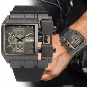 OULM Men's Sport Watches Big Face Leather/Steel Strap Quartz Military Wristwatch - Picture 1 of 19