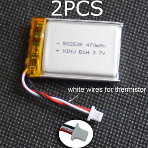2pcs 3.7V 470 mAh Li Lipo Battery 582535 Thermistor 3 Wires For Car DashCam Gps