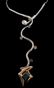 Estate Diamond Pearl 14k Gold Drop Necklace - Picture 1 of 15