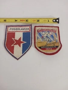 2 OLYMPIC PATCHES MUNCHEN 1972 OLYMPIASTADT & JUGOSLAVIKA RARE OLYMPIC GEAR! - Picture 1 of 7