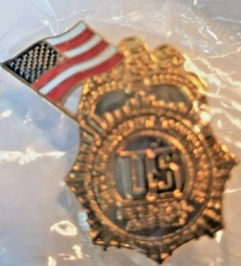 U.S GOLD SHIELD W/FLAG COMMEMORATIVE PIN - Picture 1 of 1