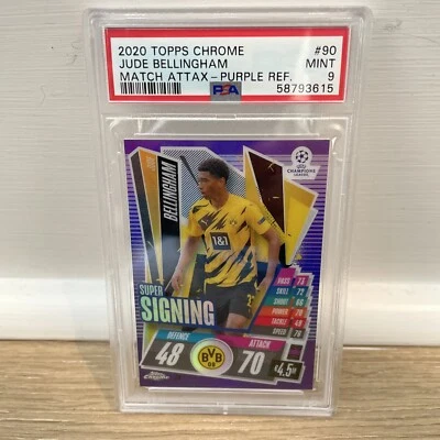 Topps Match Attax Chrome 2020 90 Jude Bellingham PSA 9 Purple Refractor 293/299 - Image 1 of 4