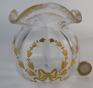 Legras/Baccarat gilt decorated art glass posy vase - Picture 1 of 8