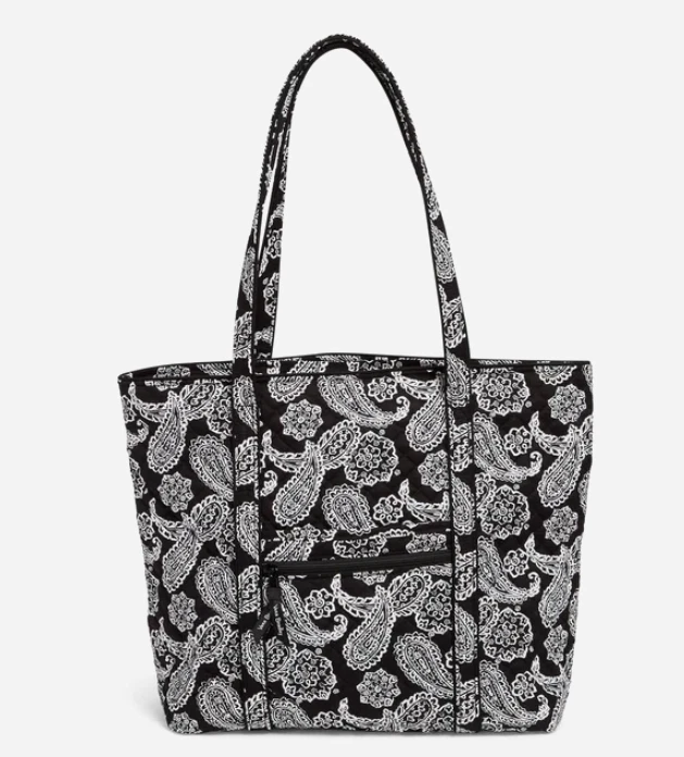 Vera Bradley BLACK WHITE BANDANA Vera Tote Bag (New) $120 - Image 1 of 1