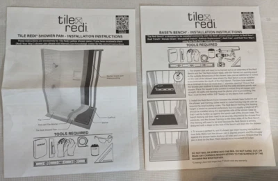 Azulejo Redi Plato de Ducha y Banco Asiento Manual Solo Instrucciones Instalación Baño + Foto 1 de 3
