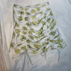 O VIANCA Small Floral Scrunch Back Side Zip Bow Tube Skirt White Green