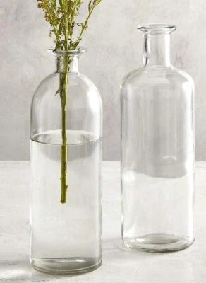 LOTE de 2 NOVOS 47º e Principais 10,5" ALTO Vaso Decorativo de Vidro Transparente Vasos de Garrafa - Imagem 1 de 4