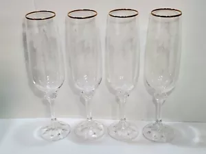 Borde Dorado Uva Bohemio Champagne Blanche Flauta Vasos Checo Crystalex 6oz - Imagen 1 de 7
