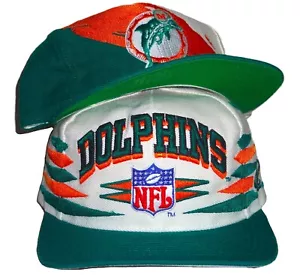 DE COLECCIÓN AÑOS 90 MIAMI DOLPHINS NFL LOGO ATLÉTICO DIAMANTE/PINTURA SALPICADURA GORRA SNAPBACK - Imagen 1 de 9