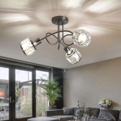 LED Design Soffitto Lampada Soggiorno Cromo Faretto Vetro Cristallo Luce Spot - Immagine 1 di 4