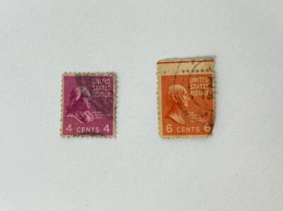 US 4 Cent James Madison Stamp & US 6 Cent John Quincy Adams Stamp - Image 1 of 2