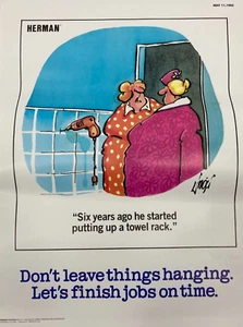 Herman Poster Don't Leave Things Hanging Let's Finish Jobs On Time May 11 1992 - Picture 1 of 6