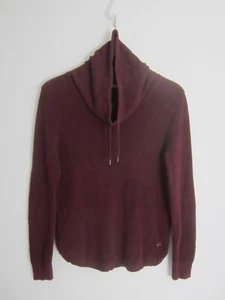 Ralph Lauren Womens L Burgundy Maroon LS Waffle Weave Knit Funnel Neck Top - Picture 1 of 9