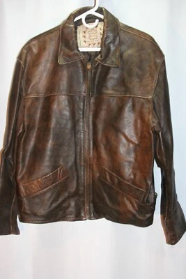 Vera Pelle VTG Leather Lined Bomber Jacket Brown Men's Large Made In Italy - Image 1 of 4