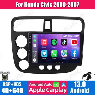 64GB For 2000-2007 Honda Civic Apple CarPlay Android 13 Car Stereo BT Navi Radio - Image 1 of 4
