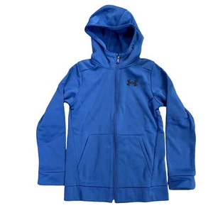 Under Armour Boys' Tech Blue/ Black Scuba Neck Armour Fleece Full Zip Hoodie - M - Picture 1 of 6