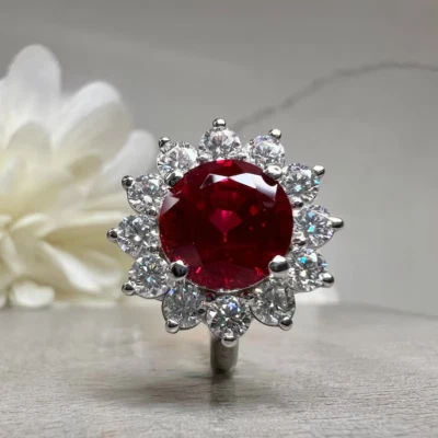 2.00 Ct Cusion Cut Natural Ruby Diamond Birthday Ring Solid 950 Platinum - Image 1 of 4