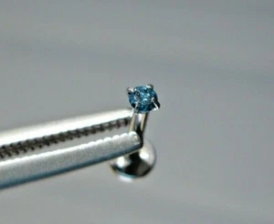 1.93mm REAL BLUE DIAMOND LABRET BODY,CERTIFICATE LIP EAR 1/4",5/16",3/8",7/16 - Picture 1 of 11