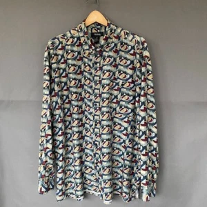 Vintage Volare Seidenmischung Hemd Herren XL Geometrisch Langarm Knopfleiste - Bild 1 von 7