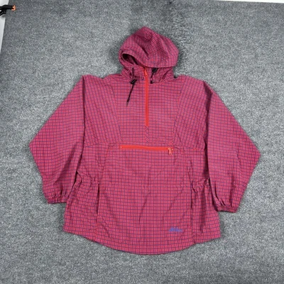 Vintage L.L. Bean Jacket Womens XL Red Blue Plaid Anorak Pullover 90s - Image 1 of 4