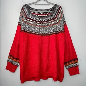 Maurices Sweater Plus Size 2X Red Fair Isle Christmas Holiday Nordic Cabincore - Picture 1 of 10
