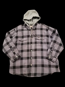 Chaqueta Camisa Craftsman Franela con Capucha XXL Gris Negro Búfalo Forrada a Cuadros - Imagen 1 de 10