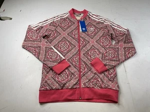 NWT Adidas Girls Track Jacket Full Zip Trefoil Striped Mosaic Pink AOP Youth XL - Picture 1 of 9