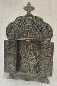 Christian Orthodox Greek Triptych Desktop Russian Byzantine Theotokos Mary Icon - Picture 1 of 7