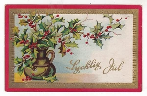 c1910 HORDVILLE NEBRASKA SWEDISH LYCKLIG JUL MERRY CHRISTMAS VINTAGE POSTCARD NE - Picture 1 of 2