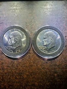 1976-D-P Type 2 Eisenhower Dollars Ms ++Bu 2 Coins - Picture 1 of 2