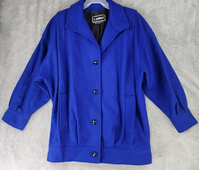 J. Gallery Jacket Womens Size 5/6 Blue Wool Pleated Button Up Lined Long Sleeve - Image 1 of 4