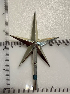 SILVER METALLIC LARGE STAR Ceramic Christmas Tree VINTAGE TOPPER Mega Rare NOS - Image 1 of 2