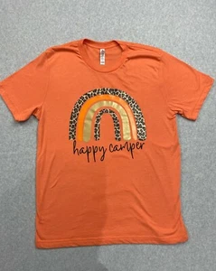 Happy Camper Motiv Damen L Kurzarm T-Shirt NEU - Cheetah Rainbow - Bild 1 von 7