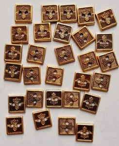 VTG Lot 29 vintage Metal square 2-hole buttons, Coat of Arms Design for shirts - Bild 1 von 7