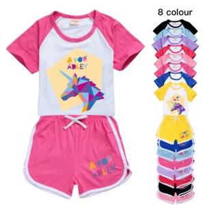 Niños Niñas A para Adley Pop Youtuber Niños Camisetas Top Camiseta + Pantalones Cortos Divertidos Jugador - Imagen 1 de 19
