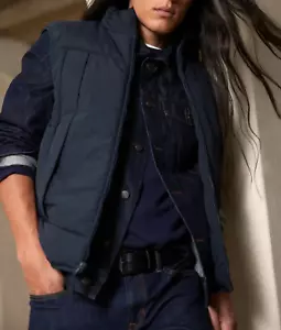 Men's Banana Republic Full Zip Puffer Vest in Navy Size S ~ NEW - Picture 1 of 11