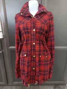 Tralala rot kariert lange Kapuzenjacke Japan Import Größe M Mantel Lolita Harajuku - Bild 1 von 12