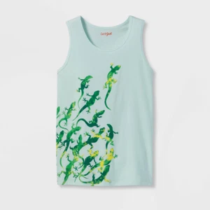 NEW Boys Green Gecko Graphic Tee Sleeveless T-shirt Tank Top sz XL (16) husky - Picture 1 of 3