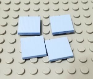 LEGO Lot of 4 Bright Light Blue 2x2 Tiles