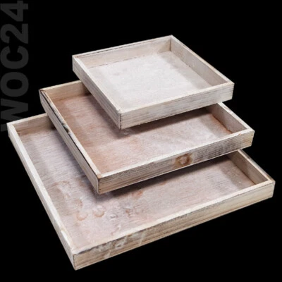 Dekoplatte Dekotablett Holz Kerzen Tisch Tablett Deko Platte Schale Shabby Creme - Bild 1 von 4