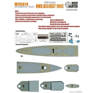 Hunter W35014 1/350 Wood Deck HMS BELFAST 1942 FOR TRUMPETER 05334 - Picture 1 of 3