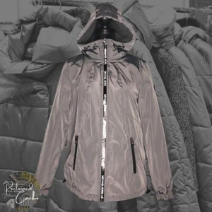 Michael Kors Damen grau Missy Kunstscherung gefütterte Kapuzenjacke vorne Gr. XS - Bild 1 von 14