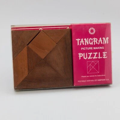 Tangram Puzzle 1985 Pentangle U.K. vintage wood brain teaser rompicapo legno - Immagine 1 di 4