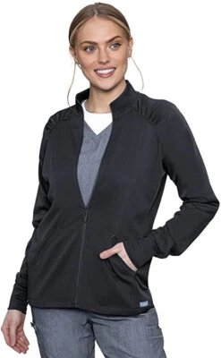 Med Couture Touch Women's Raglan Zip Front Warm Up Jacket, Pewter Gray, NWT, XL - Image 1 of 3