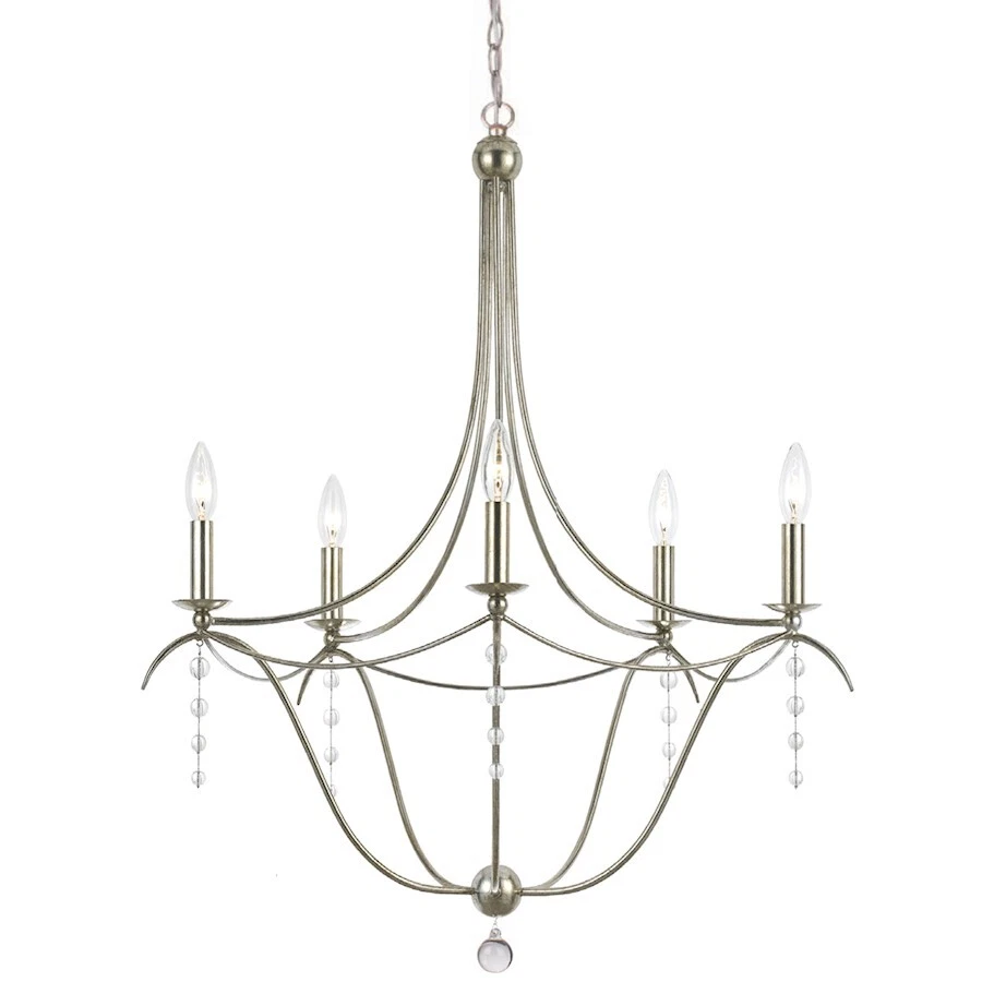 Crystorama Metro Five Light Chandelier in Antique Silver 435-sa