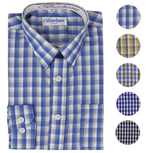 Berlioni Italy Boys Junior Kids Toddler Checkered Long Sleeve Dress Shirt - Picture 1 of 6