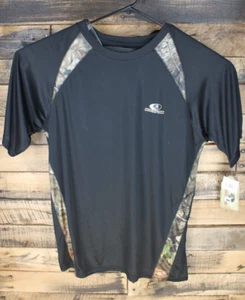 Mossy Oak Men's XL Polyester Black/Camo Pullover short sleeve shirt NWT   #H2977 - Picture 1 of 5